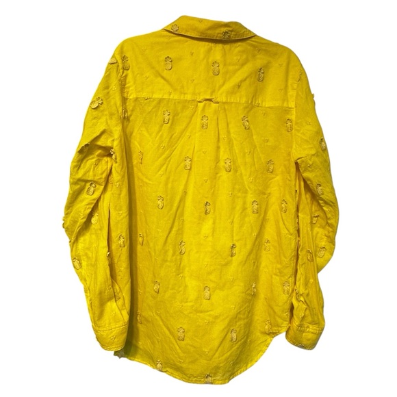 Maeve by Anthropologie | pineapple button down shirt Size 6 yellow - Picture 6 of 9
